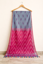 Blue - Pink Ikkat Saree - Image 2