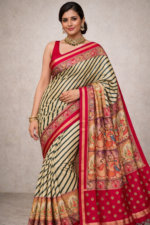 Ivory Digital Print Lehariya Saree - Image 2