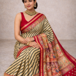 Ivory Digital Print Lehariya Saree