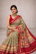 Ivory Digital Print Lehariya Saree