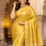 Golden Green Silk Zari Saree