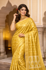 Golden Green Silk Zari Saree