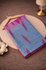 Blue - Pink Ikkat Saree - Image 4