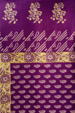 Magenta Block Print Silk Saree - Image 4