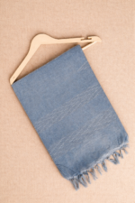 Teal Grey Moonga Silk Saree - Image 3