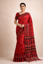 Raspberry Red Warli Print Saree