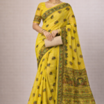 Lemon Yellow Madhubani Print Saree